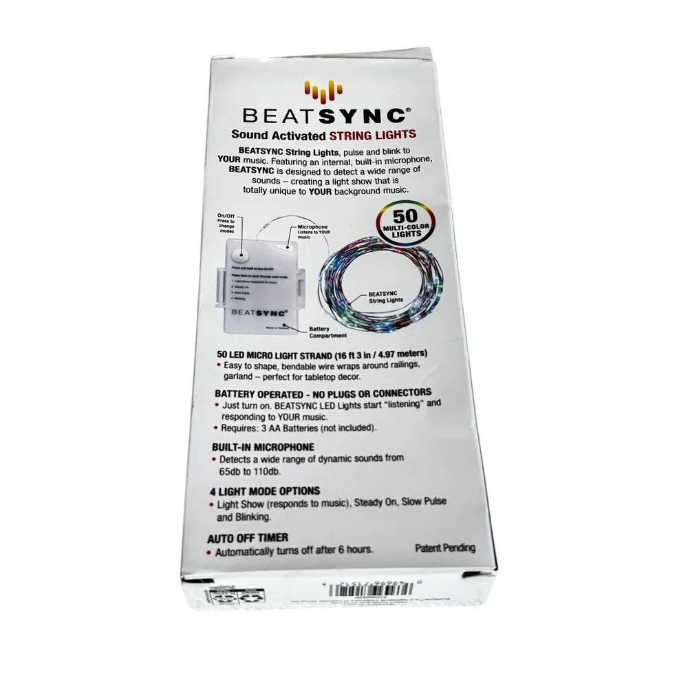 BeatSync 4 Function Christmas String Lights 50 Multi-Color LEDs 16'3" Indoor/Out - Picture 5 of 8